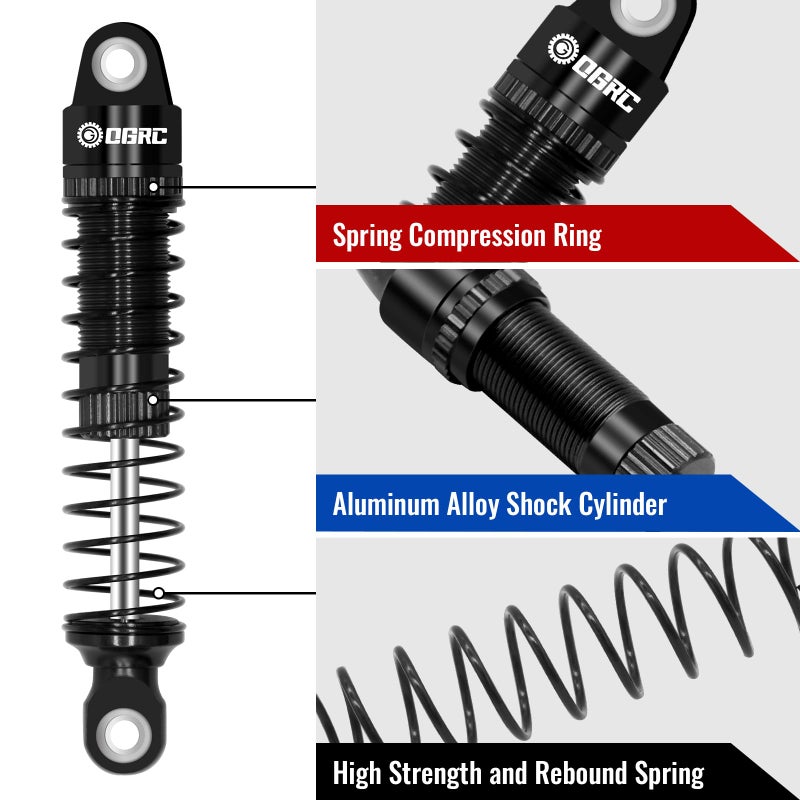 OGUNKE OGRC 59mm Shocks Absorber Oil Threaded Damper Threaded Shock Absorber for TRX4M 1/18 RC Crawler Upgrade Parts (Black) - Image 3